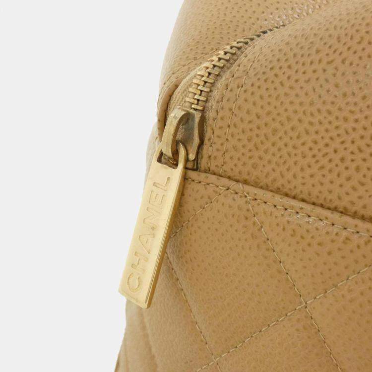 Pre Owned Chanel Beige Boston Bag