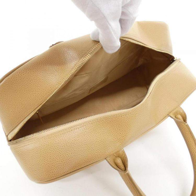 Pre Owned Chanel Beige Boston Bag