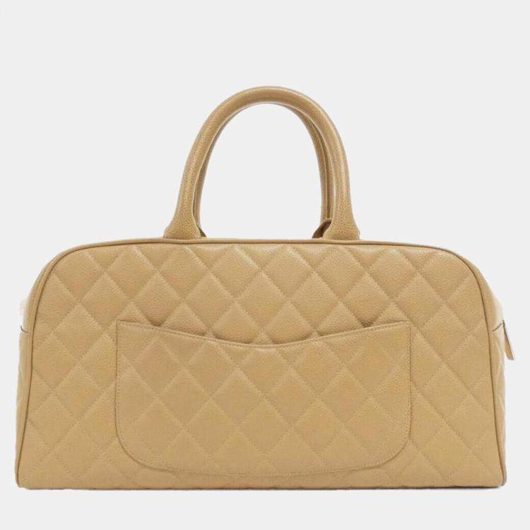 Pre Owned Chanel Beige Boston Bag