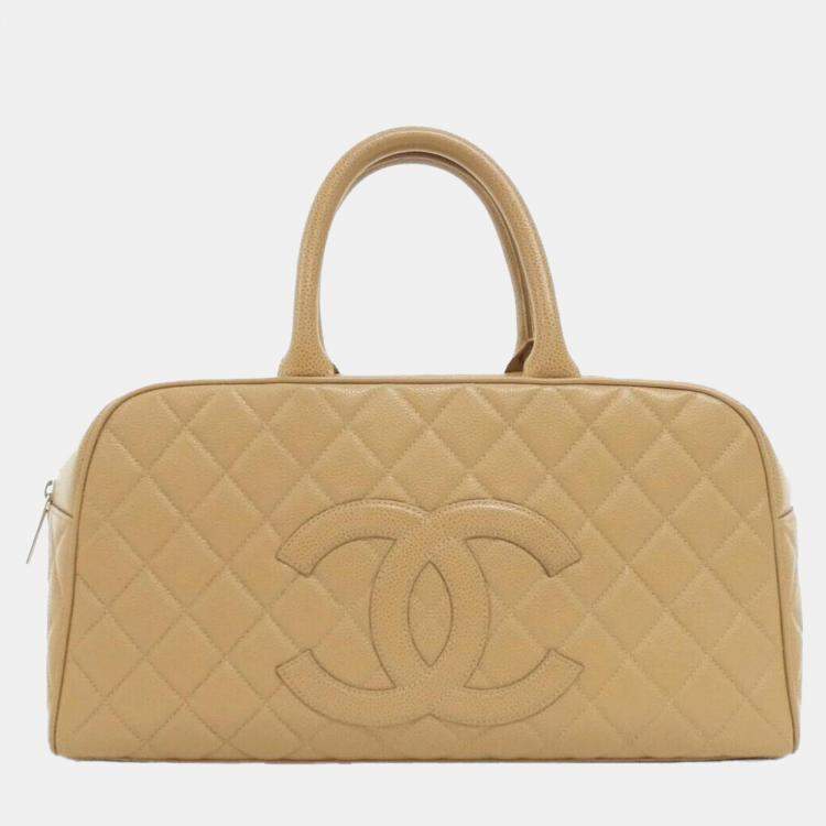 Pre Owned Chanel Beige Boston Bag