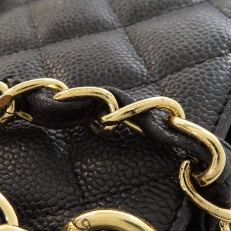 Pre Owned Chanel Petite Shopping Black Leather Tote Bag
