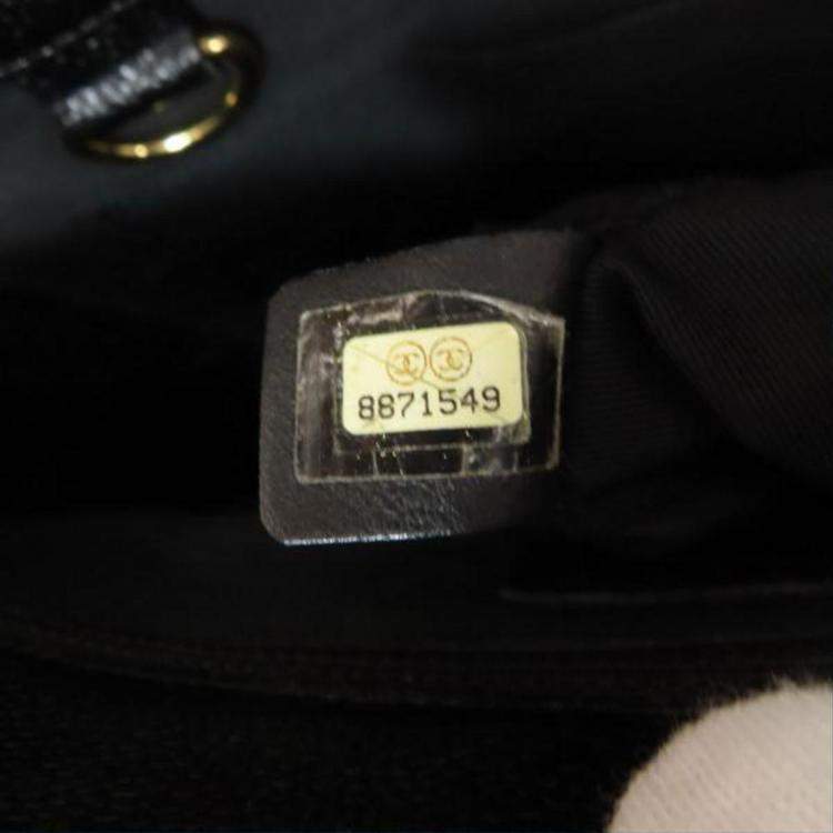 Pre Owned Chanel Petite Shopping Black Leather Tote Bag