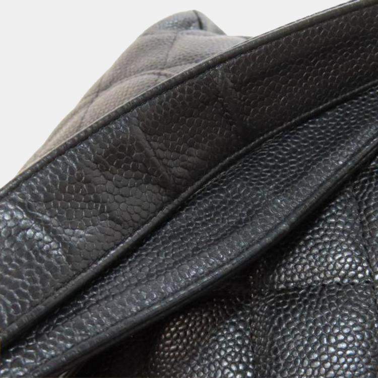 Pre Owned Chanel Petite Shopping Black Leather Tote Bag