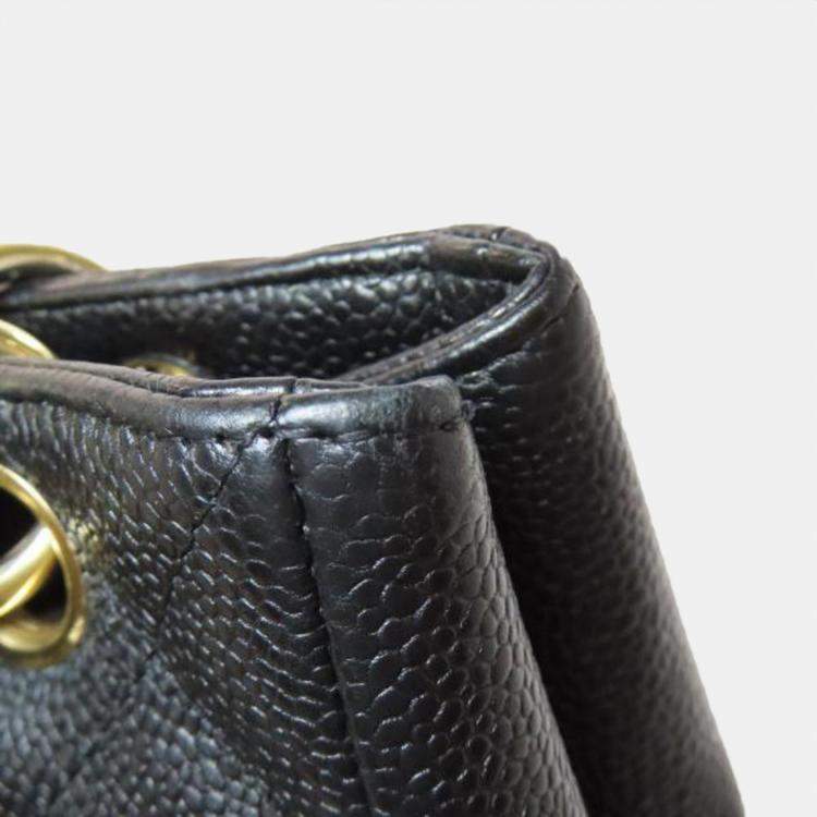 Pre Owned Chanel Petite Shopping Black Leather Tote Bag