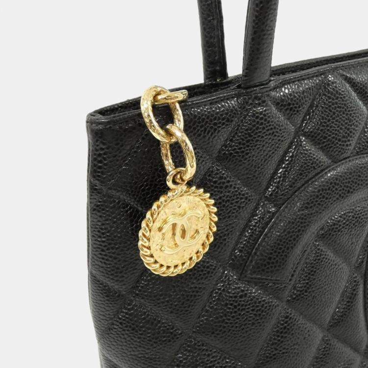 Pre Owned Chanel Grand Shopping Black Leather Tote Bag