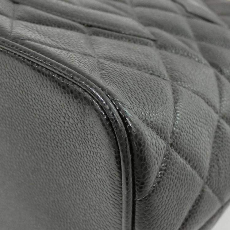 Pre Owned Chanel Grand Shopping Black Leather Tote Bag