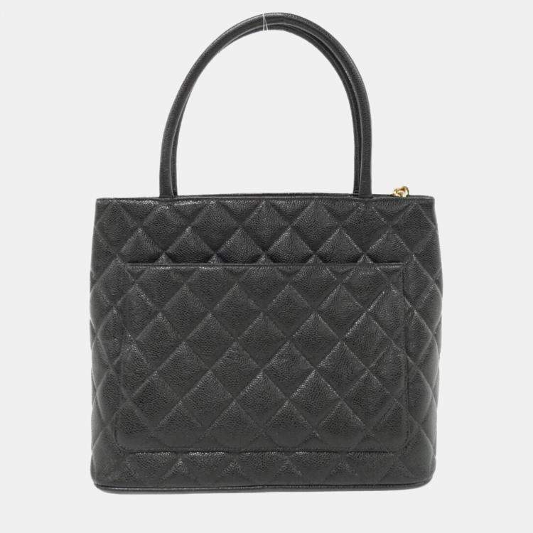 Pre Owned Chanel Grand Shopping Black Leather Tote Bag