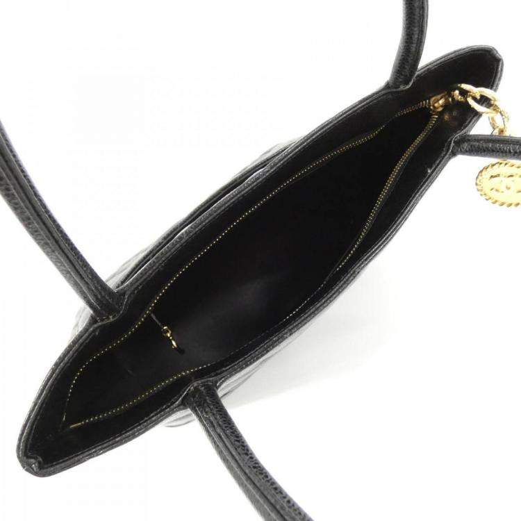 Pre Owned Chanel Grand Shopping Black Leather Tote Bag