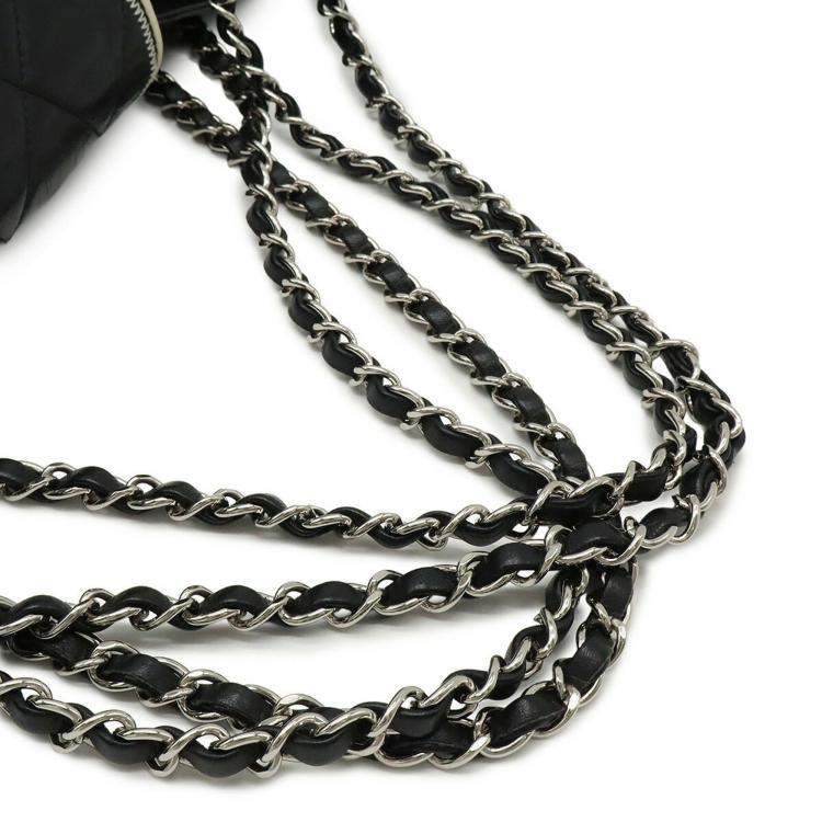 Pre Owned Chanel 2.55 Turnlock Black White Calf Leather Tote Bag