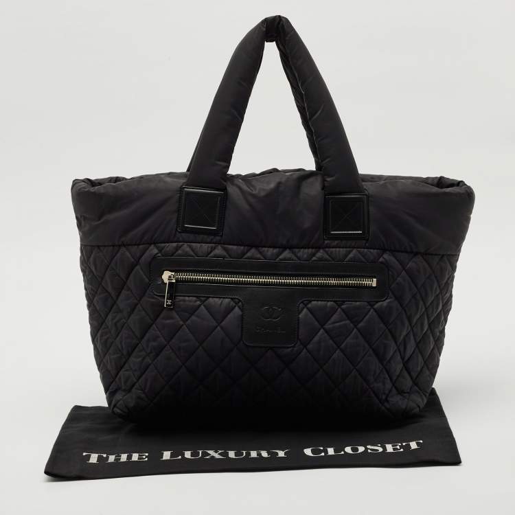 Pre Owned Chanel Black Quilted Nylon Coco Cocoon Tote