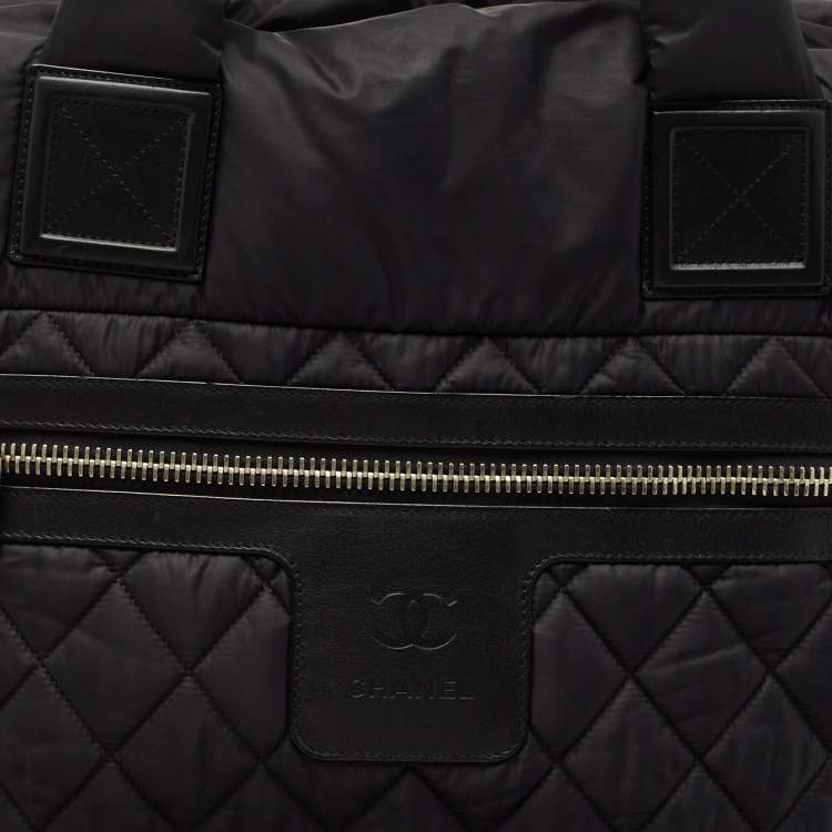 Pre Owned Chanel Black Quilted Nylon Coco Cocoon Tote