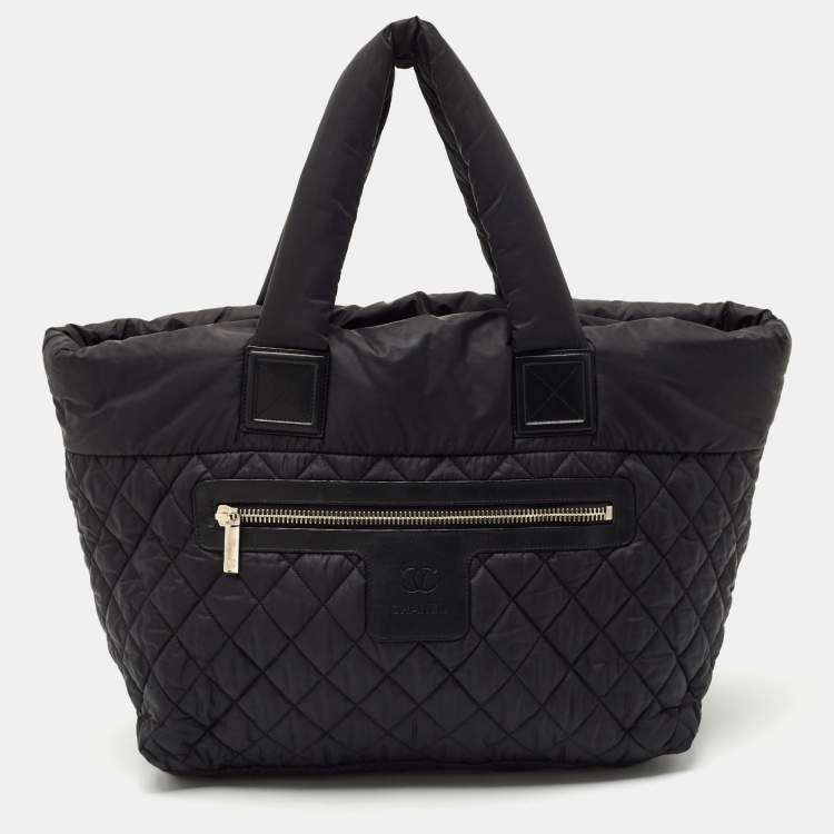 Pre Owned Chanel Black Quilted Nylon Coco Cocoon Tote