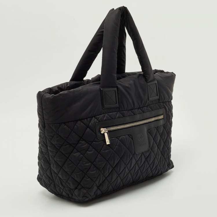 Pre Owned Chanel Black Quilted Nylon Coco Cocoon Tote