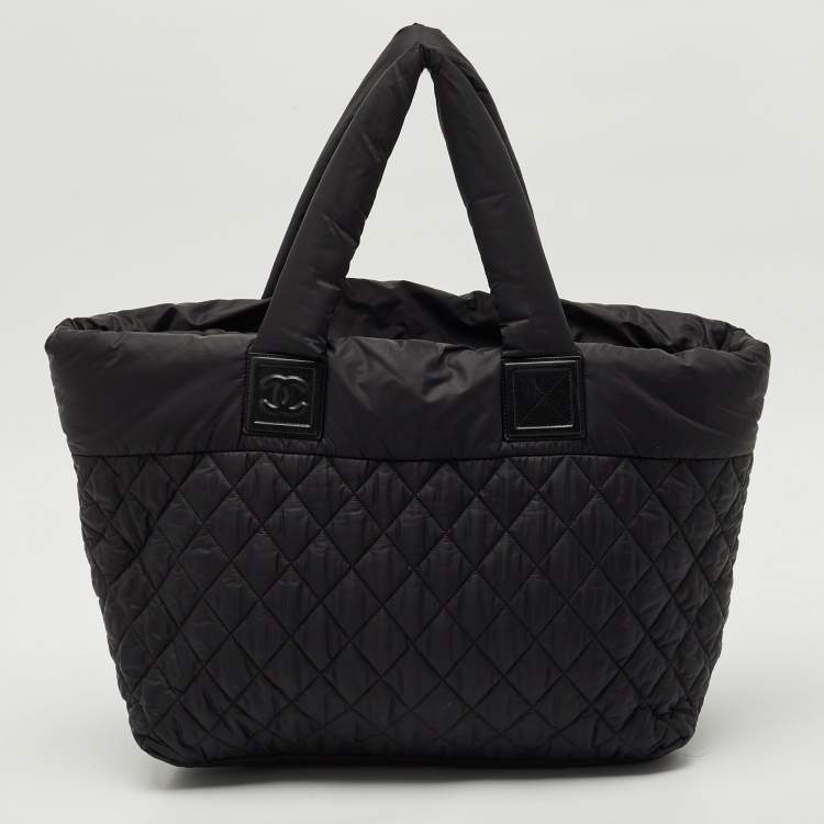 Pre Owned Chanel Black Quilted Nylon Coco Cocoon Tote