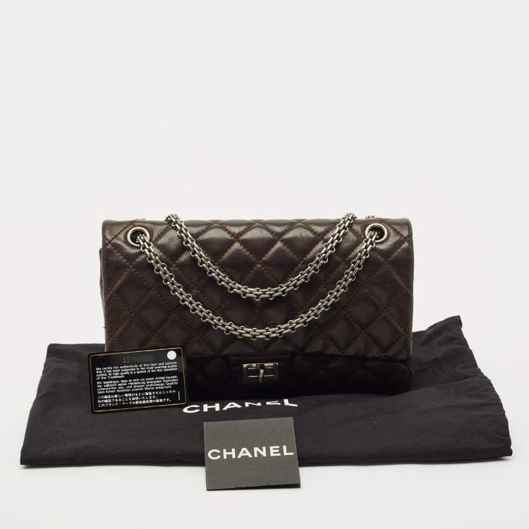 Pre Owned Chanel Choco Brown Quilted Iridescent Leather 226 Reissue 2.55 Flap Bag