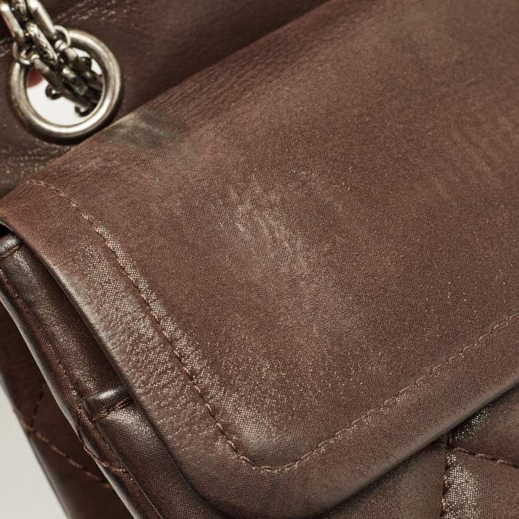 Pre Owned Chanel Choco Brown Quilted Iridescent Leather 226 Reissue 2.55 Flap Bag