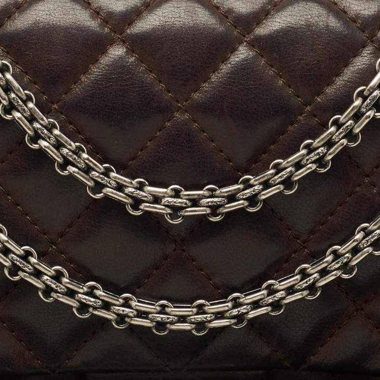 Pre Owned Chanel Choco Brown Quilted Iridescent Leather 226 Reissue 2.55 Flap Bag