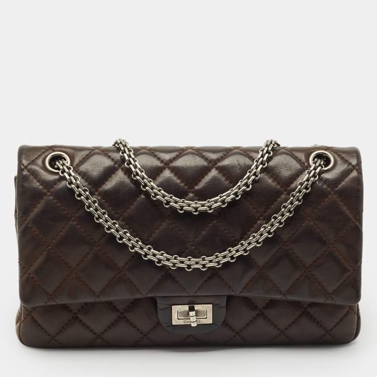 Pre Owned Chanel Choco Brown Quilted Iridescent Leather 226 Reissue 2.55 Flap Bag