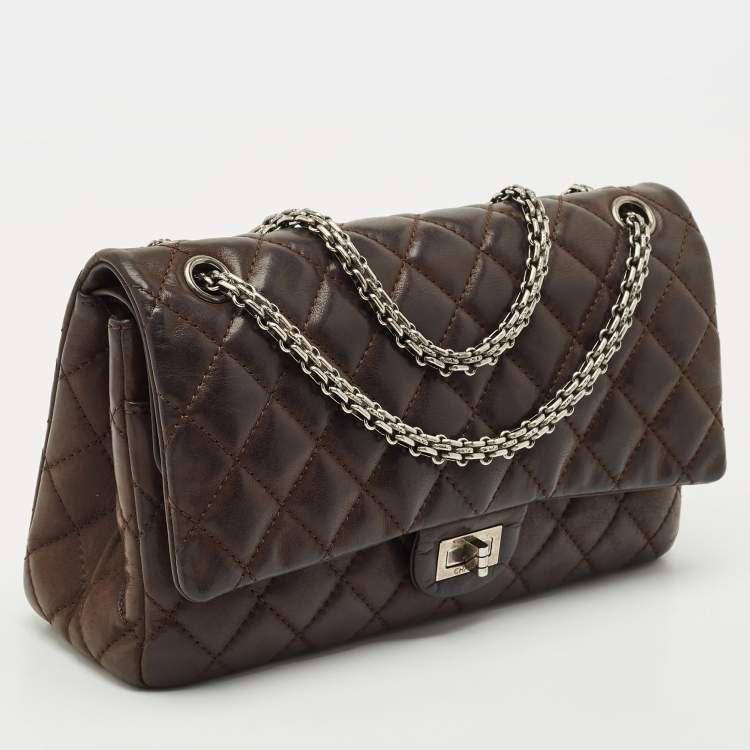 Pre Owned Chanel Choco Brown Quilted Iridescent Leather 226 Reissue 2.55 Flap Bag