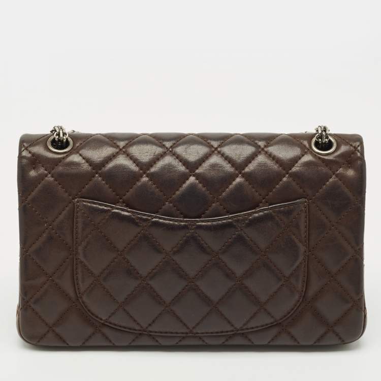 Pre Owned Chanel Choco Brown Quilted Iridescent Leather 226 Reissue 2.55 Flap Bag