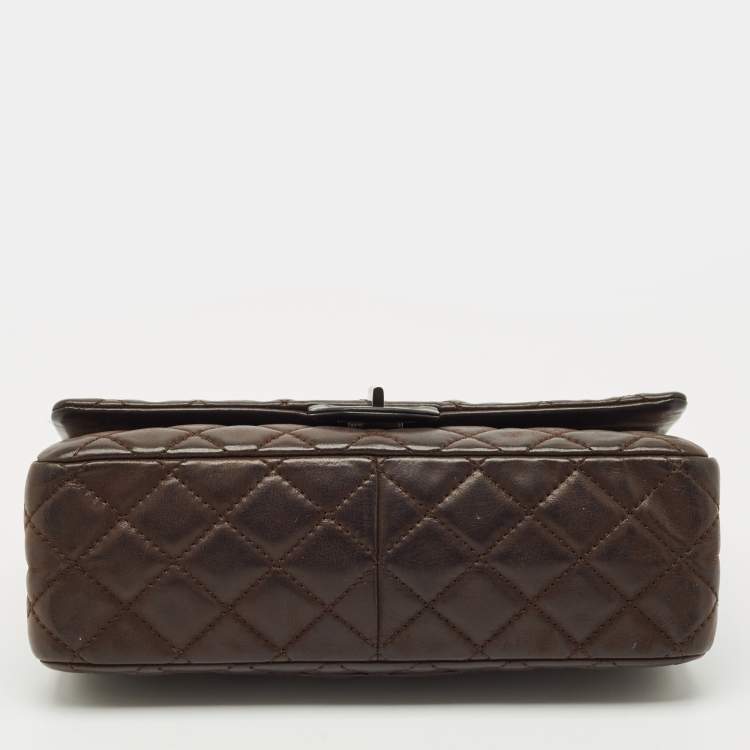 Pre Owned Chanel Choco Brown Quilted Iridescent Leather 226 Reissue 2.55 Flap Bag