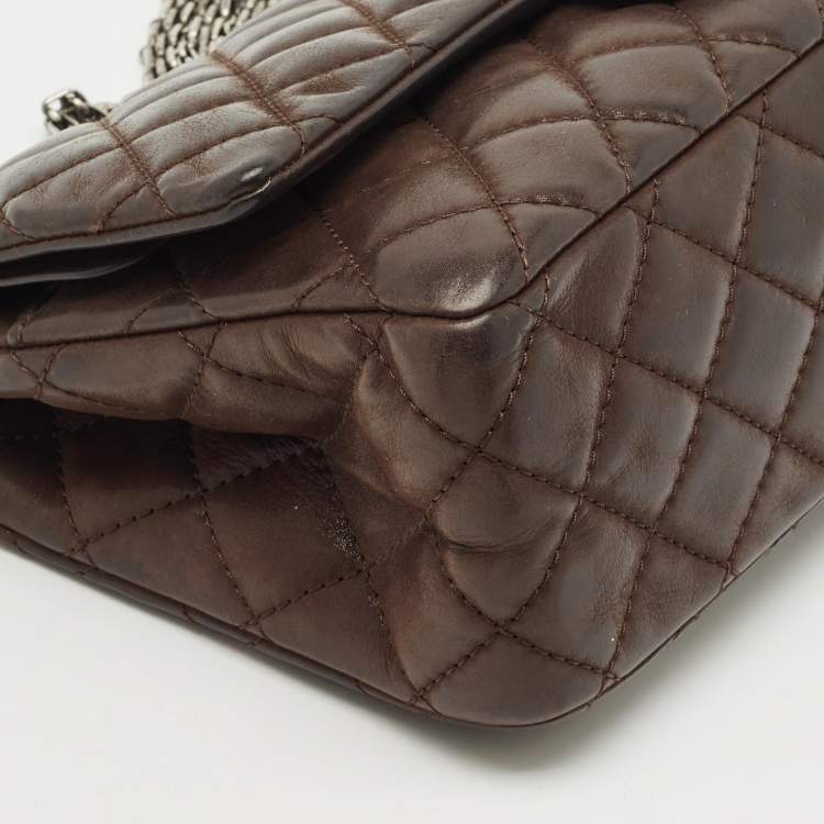Pre Owned Chanel Choco Brown Quilted Iridescent Leather 226 Reissue 2.55 Flap Bag
