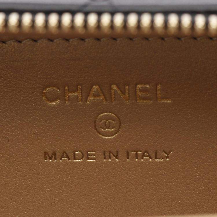 Pre Owned Chanel Mini Black Lambskin Leather Vanity Shoulder Bag