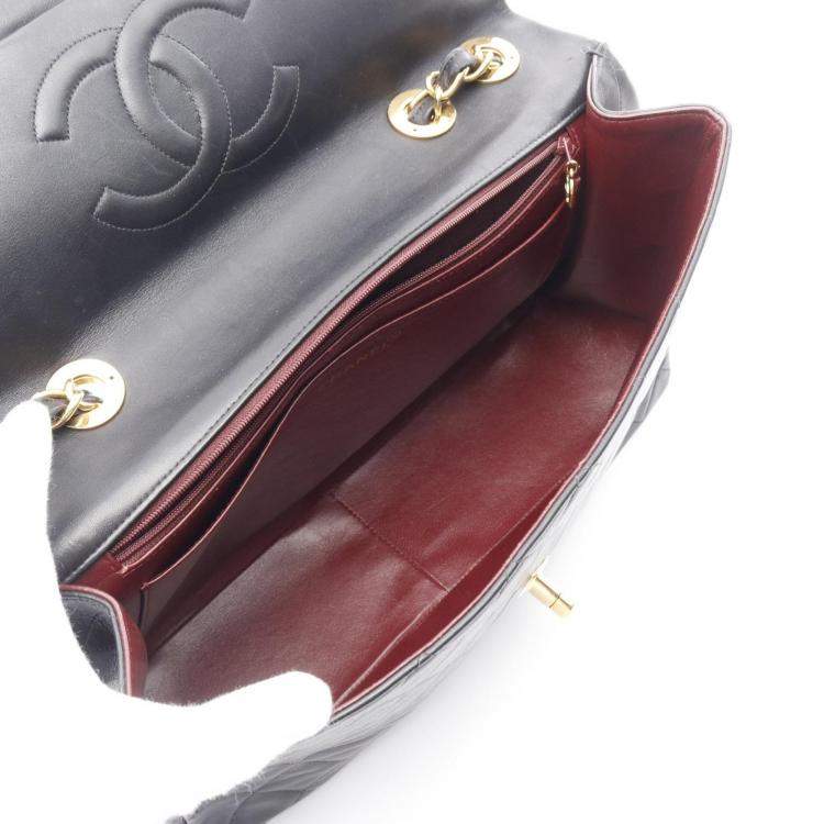 Pre Owned Chanel Flap Black Lambskin Shoulder Bag