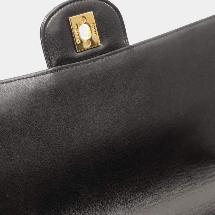 Pre Owned Chanel Jumbo Single Flap Black Lambskin Shoulder Chain Bag