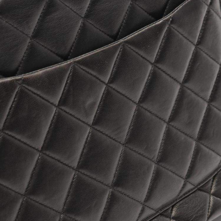 Pre Owned Chanel Jumbo Single Flap Black Lambskin Shoulder Chain Bag