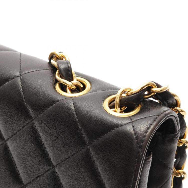 Pre Owned Chanel Jumbo Single Flap Black Lambskin Shoulder Chain Bag