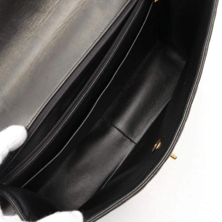 Pre Owned Chanel Jumbo Single Flap Black Lambskin Shoulder Chain Bag