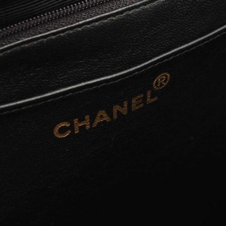 Pre Owned Chanel Jumbo Single Flap Black Lambskin Shoulder Chain Bag