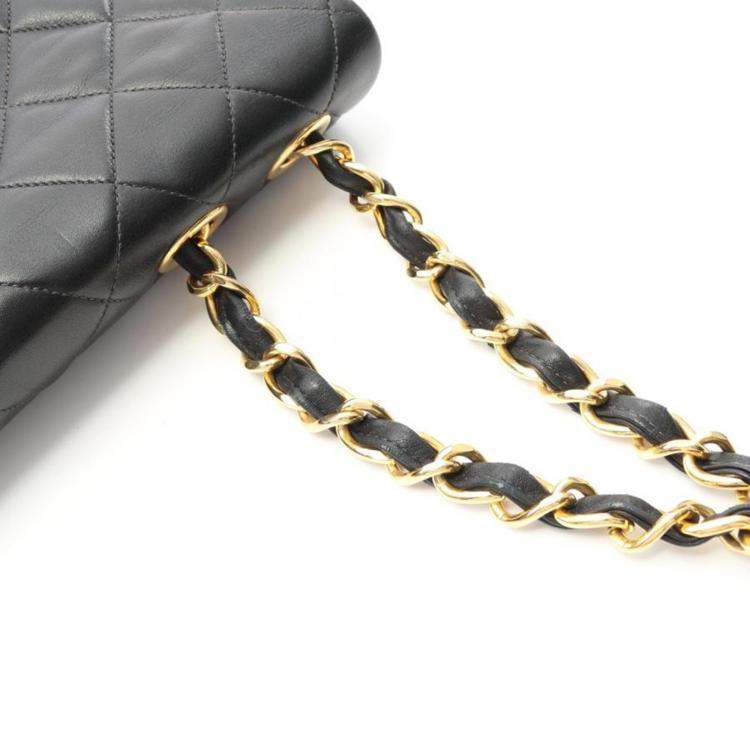 Pre Owned Chanel Jumbo XL Flap Black Lambskin Chain Shoulder Bag