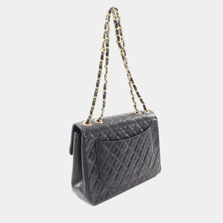 Pre Owned Chanel Jumbo XL Flap Black Lambskin Chain Shoulder Bag