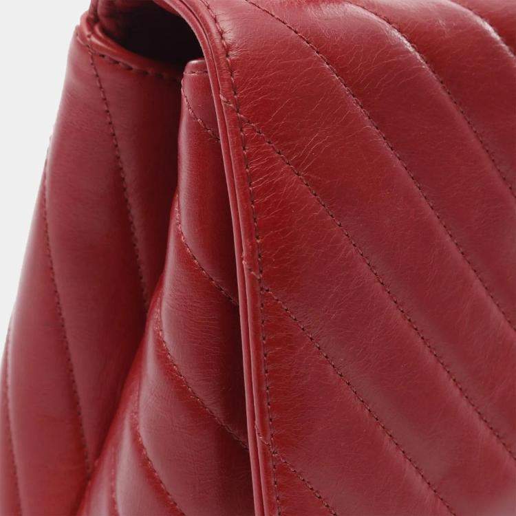 Pre Owned Chanel Coco Handle Red V Stitch Leather Top Handle Bag