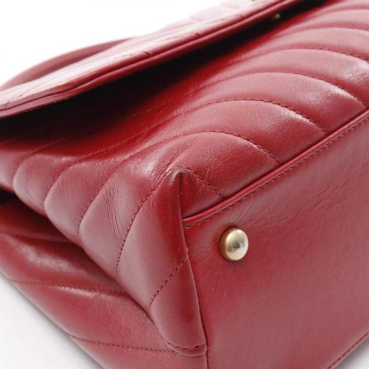 Pre Owned Chanel Coco Handle Red V Stitch Leather Top Handle Bag