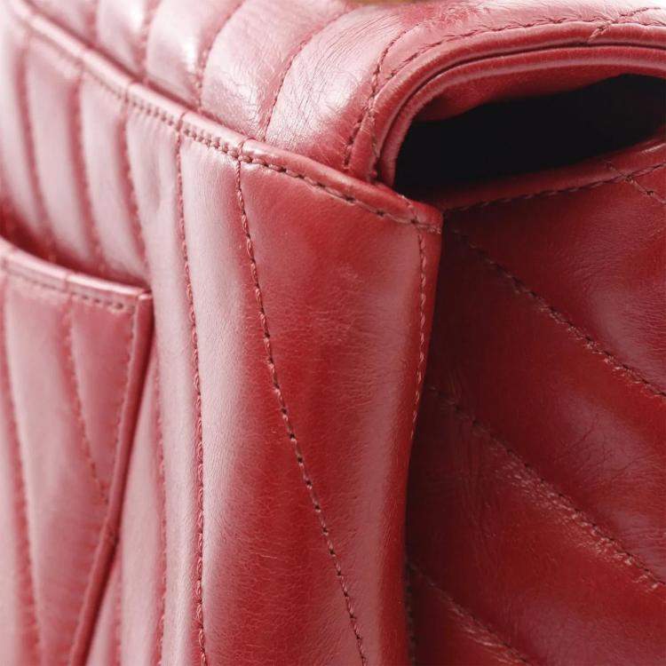 Pre Owned Chanel Coco Handle Red V Stitch Leather Top Handle Bag