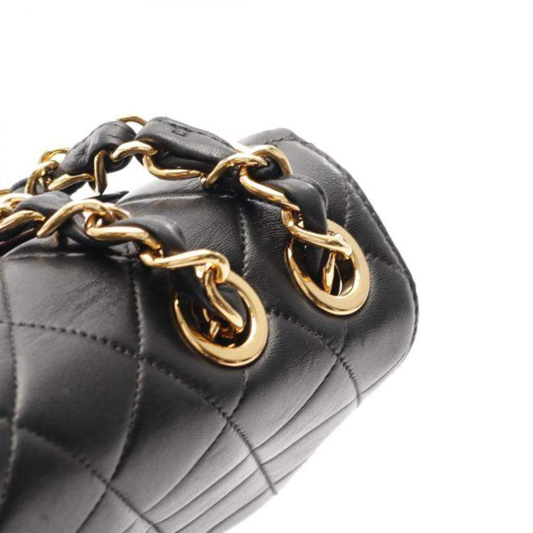 Pre Owned Chanel  Single Flap Jumbo Black Matelasse Lamb Leather Shoulder Bag