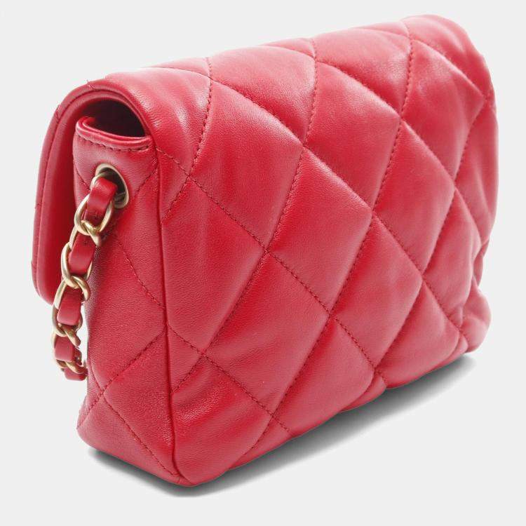 Pre Owned  Chanel Heart Rock Lambskin Red Shoulder Bag 