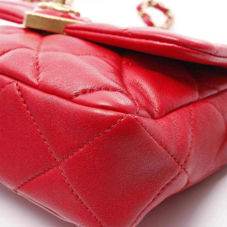 Pre Owned  Chanel Heart Rock Lambskin Red Shoulder Bag 