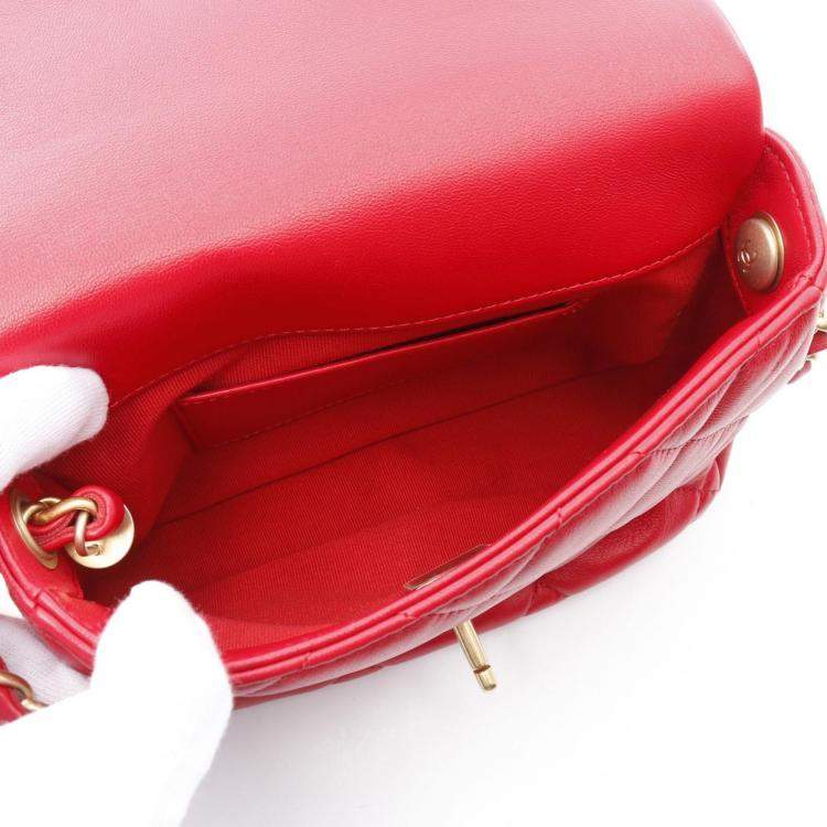 Pre Owned  Chanel Heart Rock Lambskin Red Shoulder Bag 