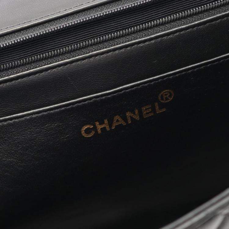 Pre Owned Chanel Jumbo Single Flap Black Lambskin Shoulder Bag