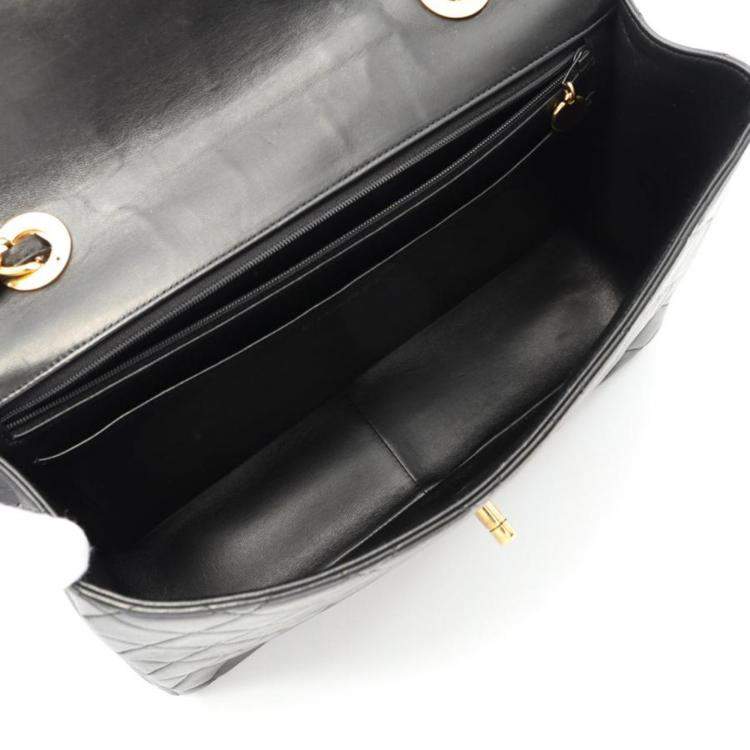 Pre Owned Chanel Jumbo Single Flap Black Lambskin Shoulder Bag