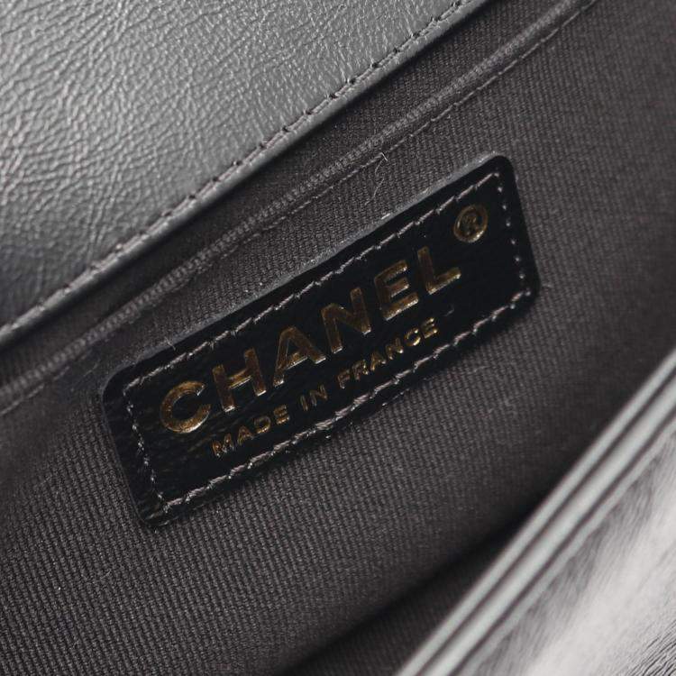 Pre Owned Chanel Boy Small Black/Gold Leather Shoulder Bag