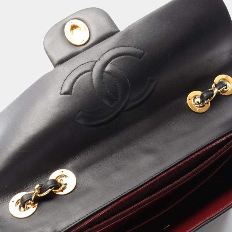 Pre Owned Chanel Jumbo Flap Vintage Black Lambskin Shoulder Bag