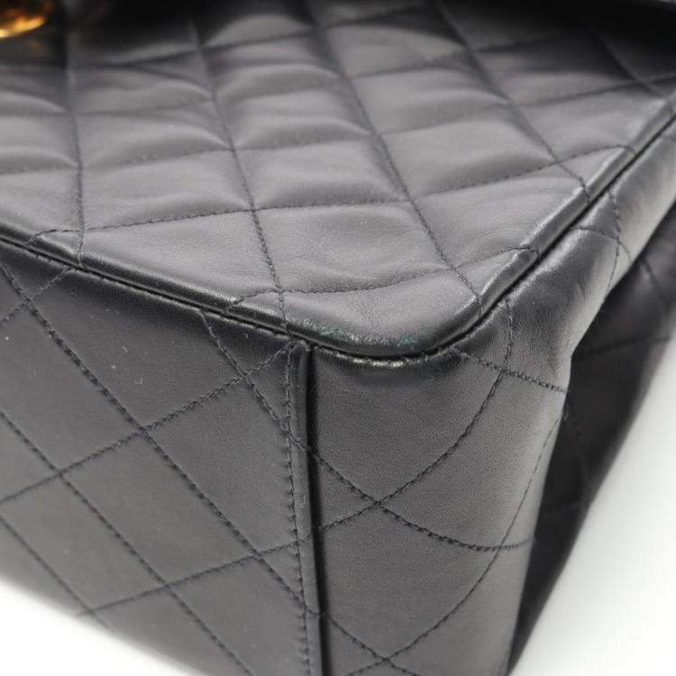 Pre Owned Chanel Jumbo Flap Vintage Black Lambskin Shoulder Bag