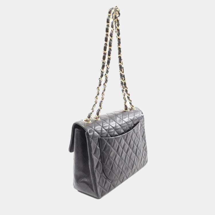 Pre Owned Chanel Jumbo Flap Vintage Black Lambskin Shoulder Bag