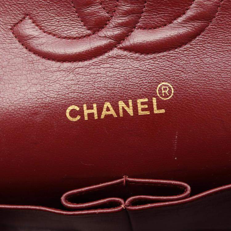 Pre Owned Chanel Classic Double Flap Black Quilted Lambskin Shoulder Bag