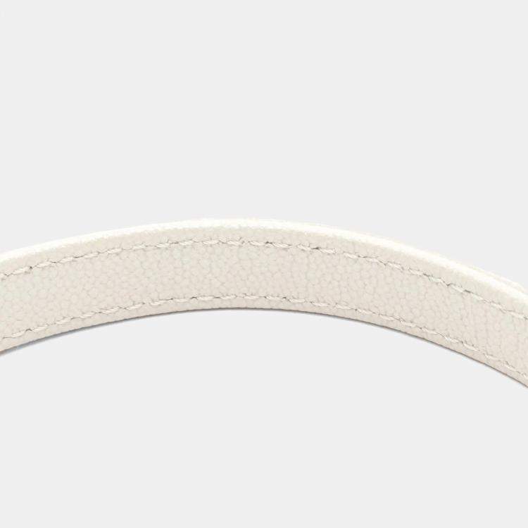 Pre Owned Chanel Mini Messenger White Quilted Caviar LeatherBag